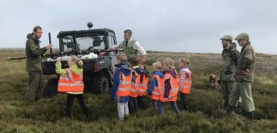 Children on moor learning about conservation