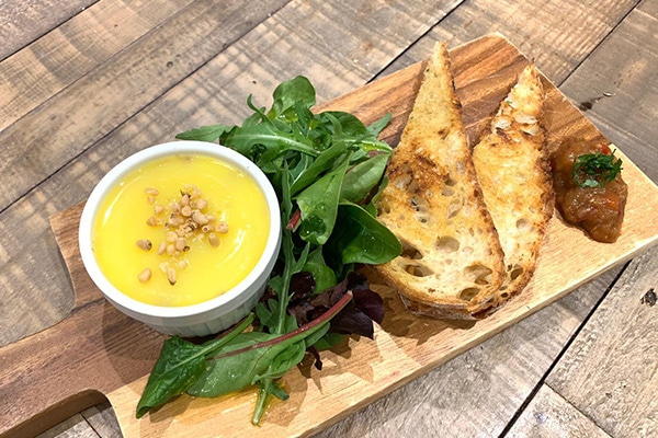 Potted squirrel with chutney and toast