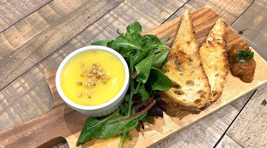 Potted squirrel with chutney and toast
